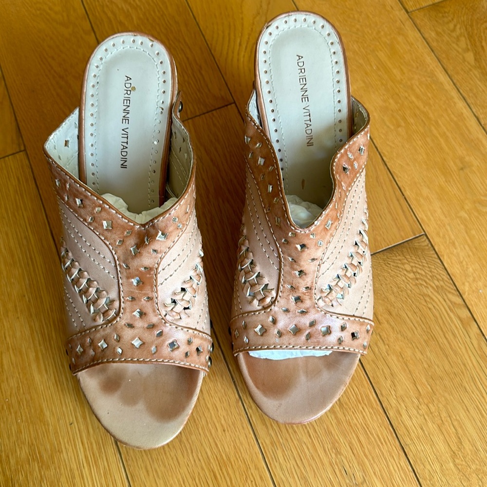 Adrienne Vittadini leather and cork wedge.